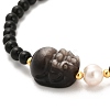 Natural Obsidian and Natural Quartz Crystal and Natural Multi-Moonstone Bead Bracelets BJEW-E098-15G-2