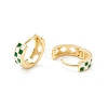 Tartan Pattern Enamel Chunky Hinged Huggie Hoop Earrings for Women EJEW-P196-22G-04-2