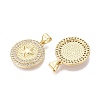 Brass Micro Pave Clear Cubic Zirconia Pendants KK-N287-43G-04-2