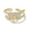 Brass Micro Pave Cubic Zirconia Open Cuff Ring RJEW-K256-58C-G-2