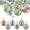 24Pcs 6 Color Hamsa Hand Pattern Glass Pendants GLAA-DC0001-01-1