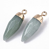 Top Golden Plated Natural Aventurine Pointed Pendants G-S359-078B-3