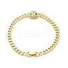 Green Cubic Zirconia Leopard Link Bracelet with Brass Curb Chains for Men Women KK-H434-11G-4