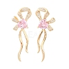 Brass Micro Pave Cubic Zirconia Stud Earrings for Women KK-CBADFF4-05G-1