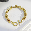 Textured 304 Stainless Steel Double Link Chain Bracelets for Women BJEW-P391-01A-G-1