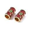 Brass Micro Pave Clear Cubic Zirconia Column European Beads KK-Z114-15G-B01-2