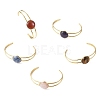 Natural Mixed Stone Flat Round 304 Stainless Steel Cuff Bangles for Women BJEW-JB14352-01-3