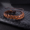 Adjustable Casual Unisex Braided Leather Bracelets BJEW-BB15584-10