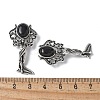 Angel Brass Natural Black Agate Pendants KK-D361-02AS-32-3