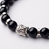 Buddha Head Gemstone Beaded Stretch Bracelets X-BJEW-JB01864-06-2