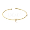 Rack Plating Brass Micro Pave Clear Cubic Zirconia Letter Open Cuff Bangles BJEW-A018-01G-Y-2