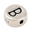 925 Sterling Silver Flat Round with Letter Beads STER-G044-01AS-B-2