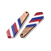 Independence Day Opaque Striped Resin & Walnut Wood Pendants RESI-U010-02C-2