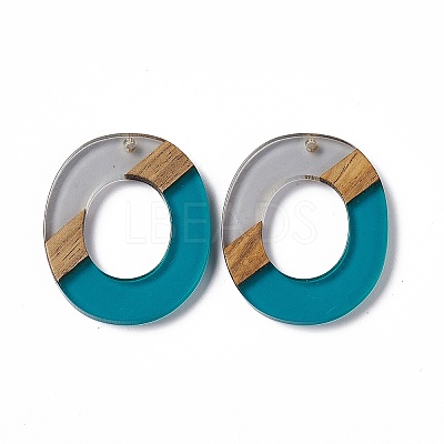 Transparent Resin & Walnut Wood Pendants RESI-M027-01D-1