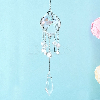 Glass & Acrylic Cone & Round Hanging Suncatchers HJEW-JM04570-02-1