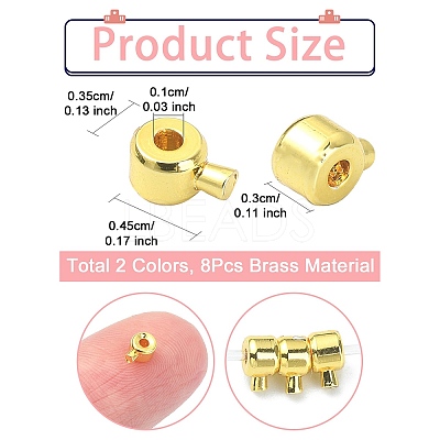 8Pcs 2 Colors Brass Crimp Beads KK-YW0001-18-1