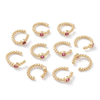 Brass Micro Pave Cubic Zirconia Cuff Earrings EJEW-H109-01D-G-1