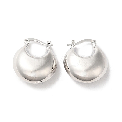 Brass Flat Round Thick Hoop Earrings for Women EJEW-Q024-05P-1