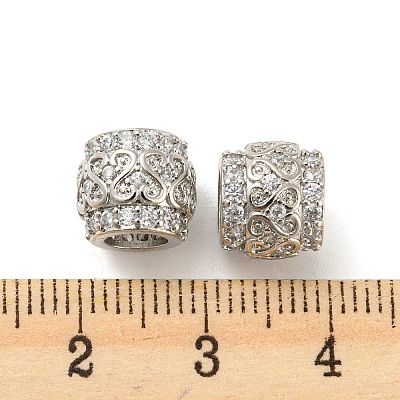 Brass Micro Pave Cubic Zirconia European Beads KK-H452-12P-1