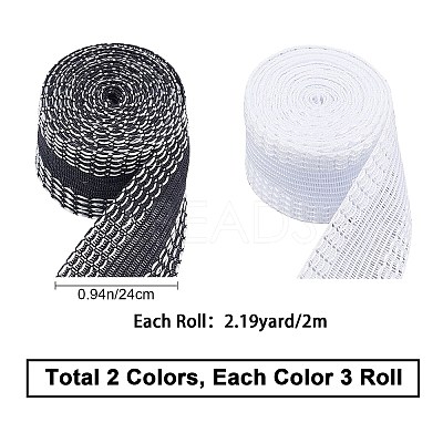 6 Rolls 2 Colors Polyester Ribbon OCOR-GF0001-37-1
