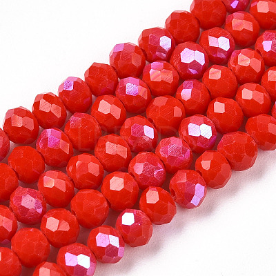 Electroplate Opaque Solid Color Glass Beads Strands EGLA-A034-P4mm-L24-1