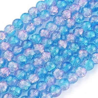 Spray Painted Crackle Glass Beads Strands CCG-Q001-8mm-19-1