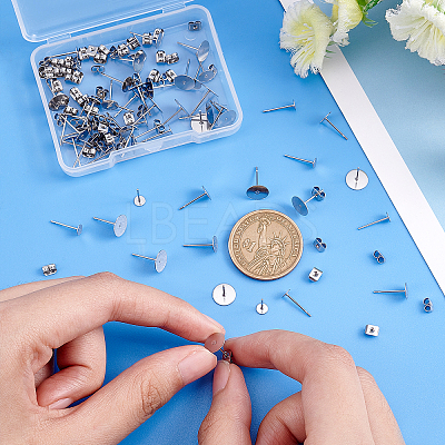 304 Stainless Steel Stud Earrings Findings STAS-PH0018-64P-1