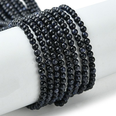 Synthetic Blue Goldstone Beads Strands G-N0200-01D-2mm-1