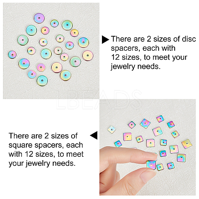 48 Pcs 4 Styles PVD Vacuum Plating 304 Stainless Steel Spacer Beads STAS-UN0022-36-1