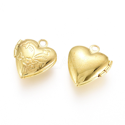 Brass Locket Pendants KK-G386-10G-1