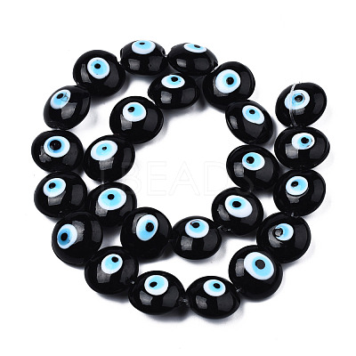 Handmade Evil Eye Lampwork Beads Strands LAMP-N029-009B-1