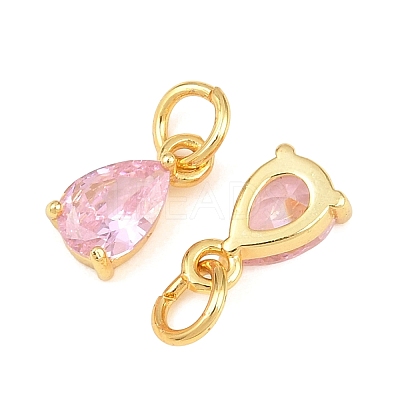 Brass Pave Cubic Zirconia Charms KK-K340-51G-03-1