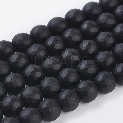 Synthetic Black Stone Beads Strands X-G-C059-10mm-1-1