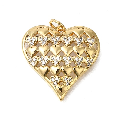 Rack Plating Brass Micro Pave Cubic Zirconia Pendants ZIRC-F142-14C-G-1
