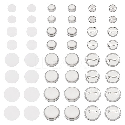 100 Sets 4 Styles Flat Round Sublimation Blank Badge Button Parts DIY-TA0013-64-1