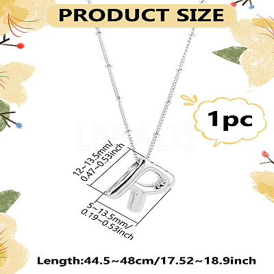 1pc Brass Chain with Alloy Letter Pendants Necklaces NJEW-LP0001-41R-P-1