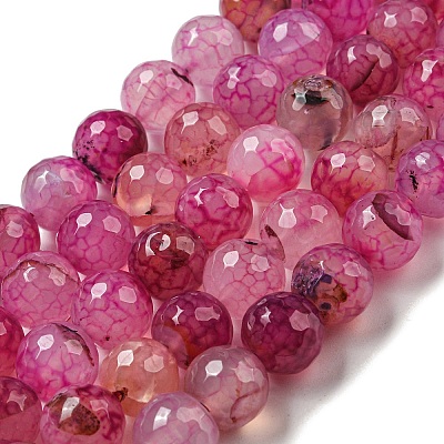 Faceted Natural Dragon Veins Agate Beads Strands G-F447-12mm-L08-1