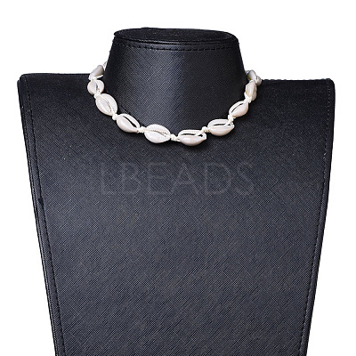 Cowrie Shell Choker Necklaces NJEW-JN02388-01-1