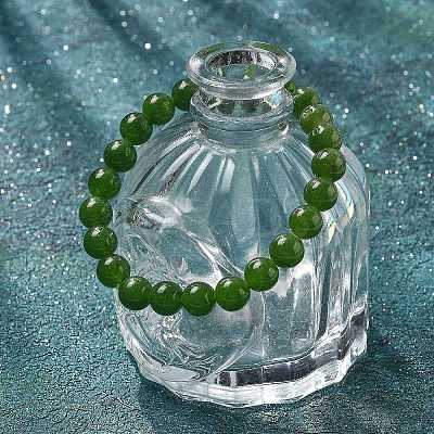Natural TaiWan Jade Bead Stretch Bracelets BJEW-K212-B-019-1
