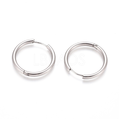 Tarnish Resistant 304 Stainless Steel Huggie Hoop Earrings EJEW-F111B-25mm-P-1