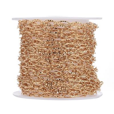 Brass Textured Oval Link Chains CHC-S004-07G-1