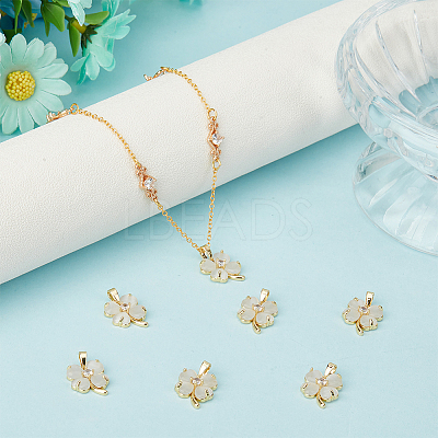 8Pcs Brass Micro Pave Clear Cubic Zirconia & Cat Eye Pendants KK-BC0015-63A-1