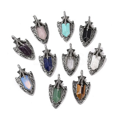 Natural & Synthetic Mixed Gemstone Faceted Big Pendants G-L524-03AS-1
