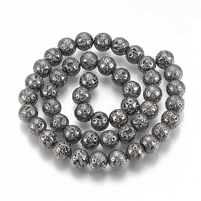 Electroplated Natural Lava Rock Bead Strands X-G-T061-55D-10mm-1