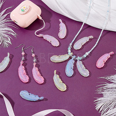 24Pcs 6 Colors UV Plating Acrylic Pendants FIND-PH0027-34B-1