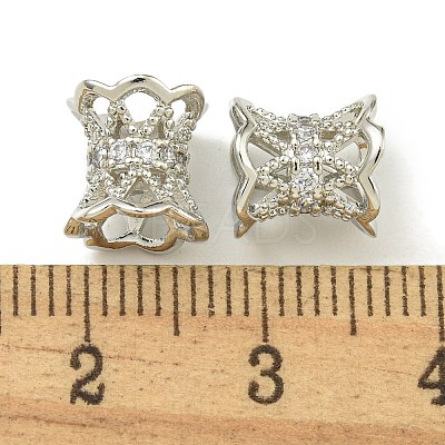 Rack Plating Brass Micro Pave Cubic Zirconia Beads KK-K386-04P-1