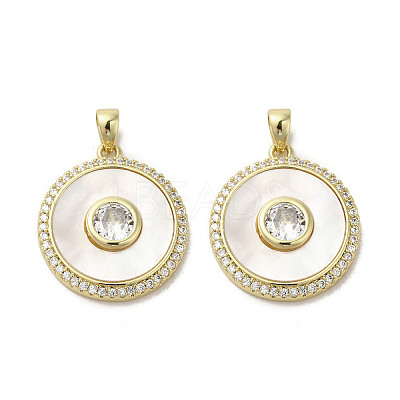 Brass Micro Pave Clear Cubic Zirconia Pendants KK-I708-02B-G-1