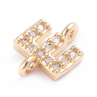 Brass Micro Pave Cubic Zirconia Letter Links ZIRC-I042-16G-E-1