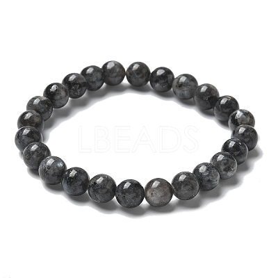 Natural Larvikite Bead Stretch Bracelets X-BJEW-K212-B-046-1