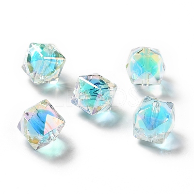 Two Tone UV Plating Rainbow Iridescent Acrylic Beads TACR-D010-02-1
